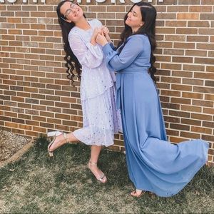 “Queen Bee” ASOS Tiered Midi dress with belt in Lilac Silver Star Print